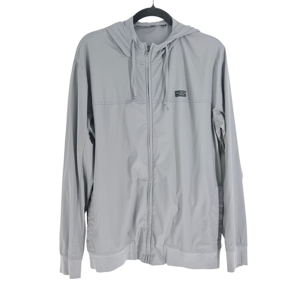 Travis Mathew Mens Grey Full Zip Performance Hoodie Jacket Large Golf Athletic